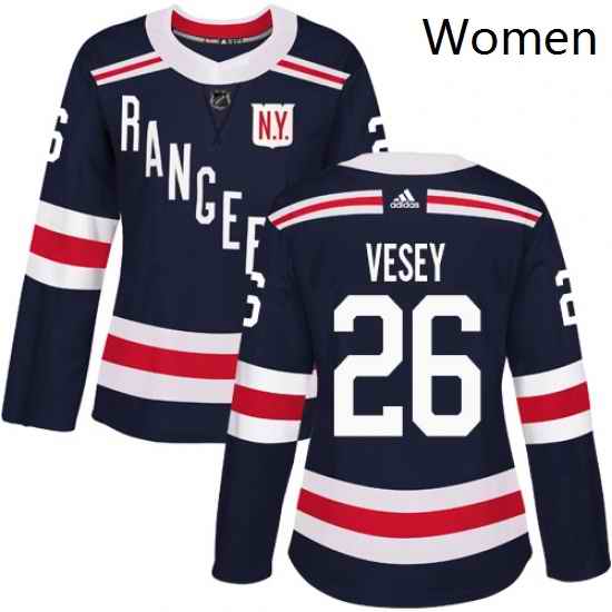 Womens Adidas New York Rangers 26 Jimmy Vesey Authentic Navy Blue 2018 Winter Classic NHL Jersey